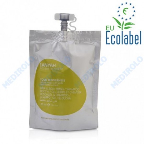 ANYAH - CX. 200 UN. SHAMPOO E GEL DE BANHO C/ ORTIGA 30 ML