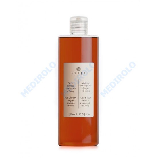 PRIJA -  CX 18 UN. SHAMPOO/GEL VITALIZANTE DE GINSENG PRIJA 380 ML