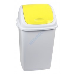 PAPELEIRA BRANCA C/ TAMPA BASCULANTE AMARELA 25L